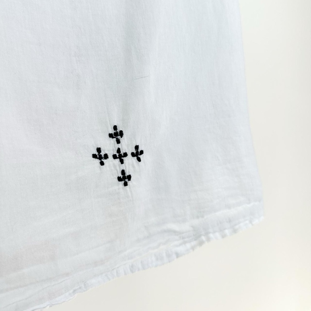 Emerson Fry India Collection Embroidered Cotton Tie Front Peasant Blouse small - Picture 5 of 7